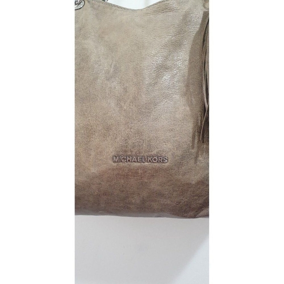 Michael Kors Handbag Women L Chelsea Metallic Tan Whipstitch Tassel Shoulder Bag - Picture 4 of 16